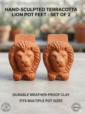 Terracotta Lion Head red / orange Home Accent terracotta lion head planter feet